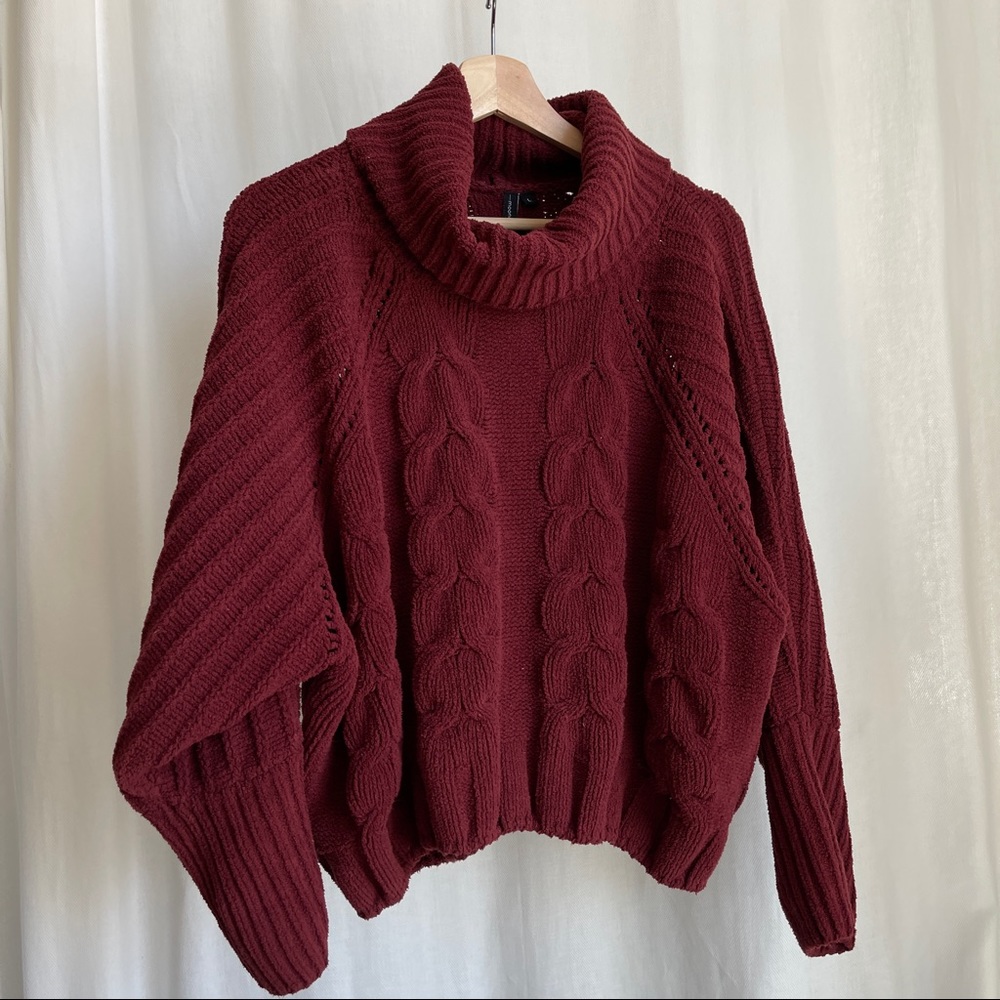 Cable knit turtleneck sweater